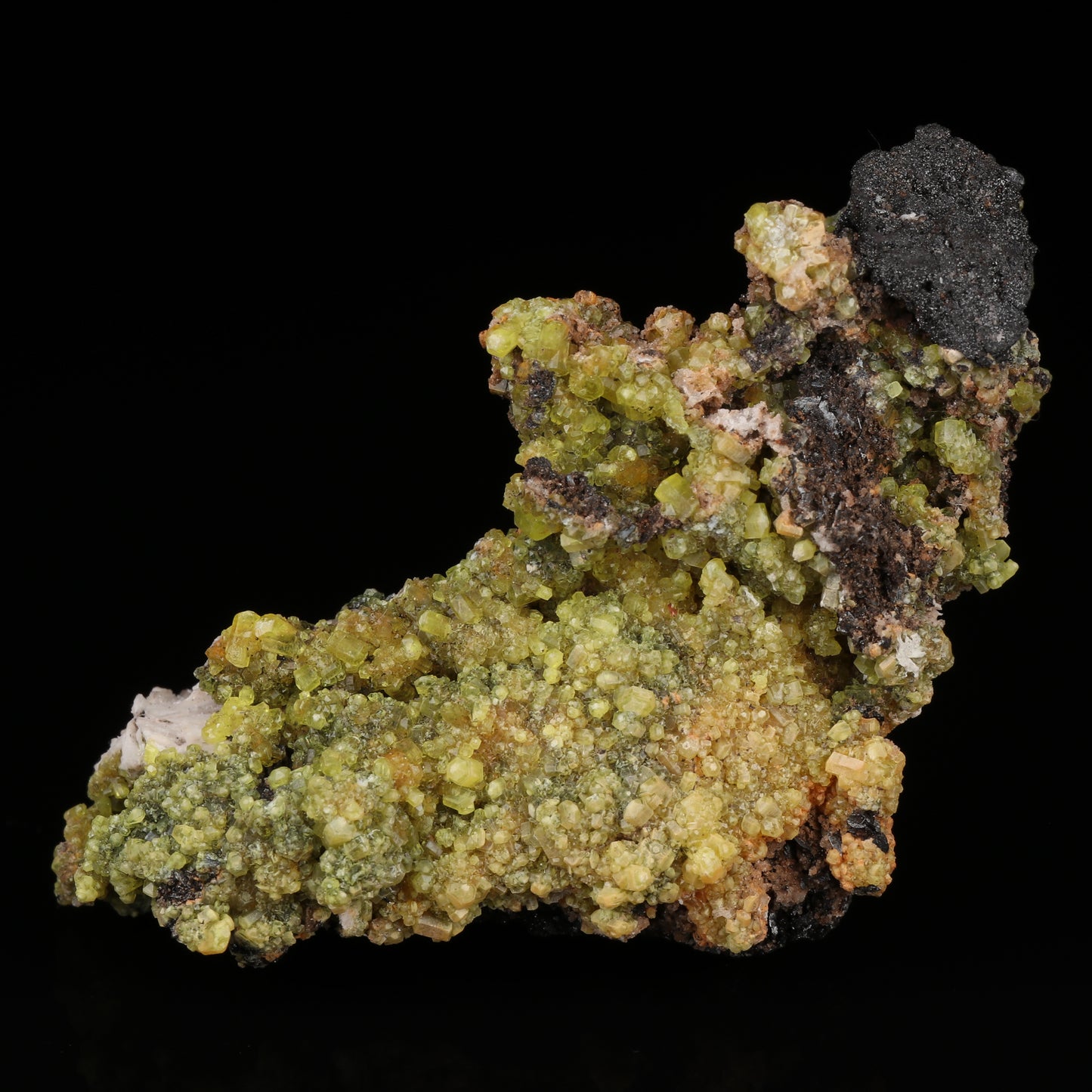 Ettringite on Manganite, N'Chwaning II Mine, Kalahari Manganese Field, Northern Cape, South Africa.