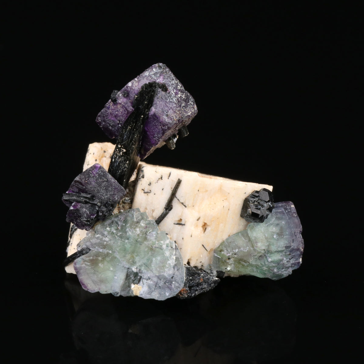 Fluorite, Schorl on Orthoclase - photo 5