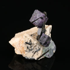 Fluorite, Schorl on Orthoclase - photo 1