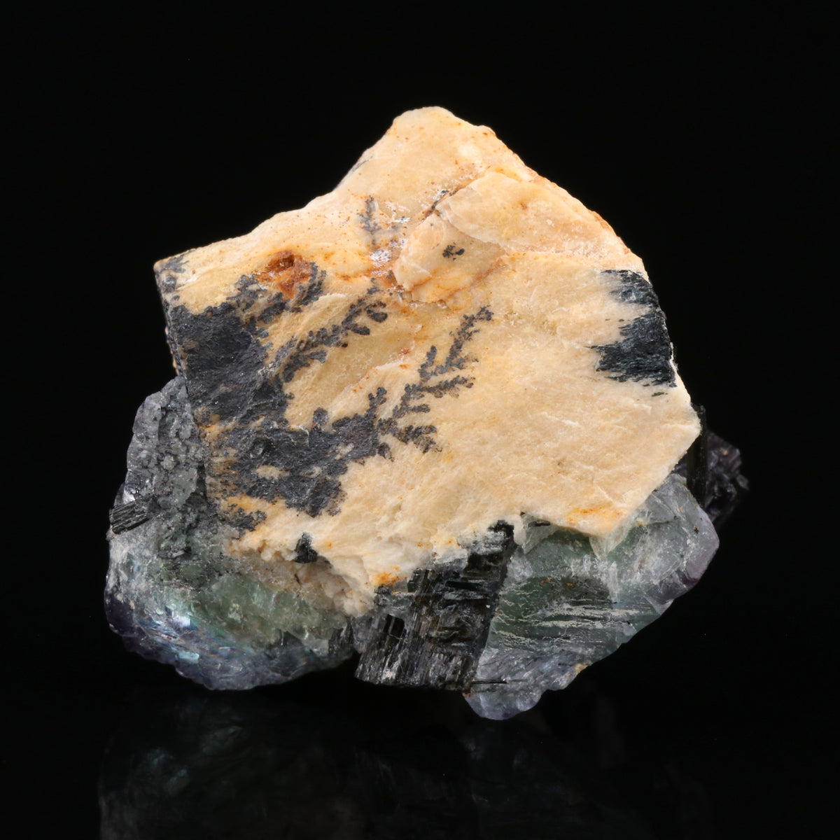 Fluorite, Schorl on Orthoclase - photo 6