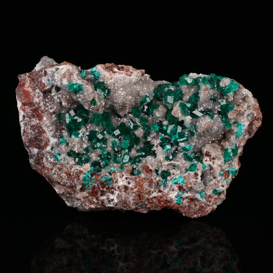 Dolomite on Dioptase, Tsumeb Mine, Otavi Highlands, Namibia