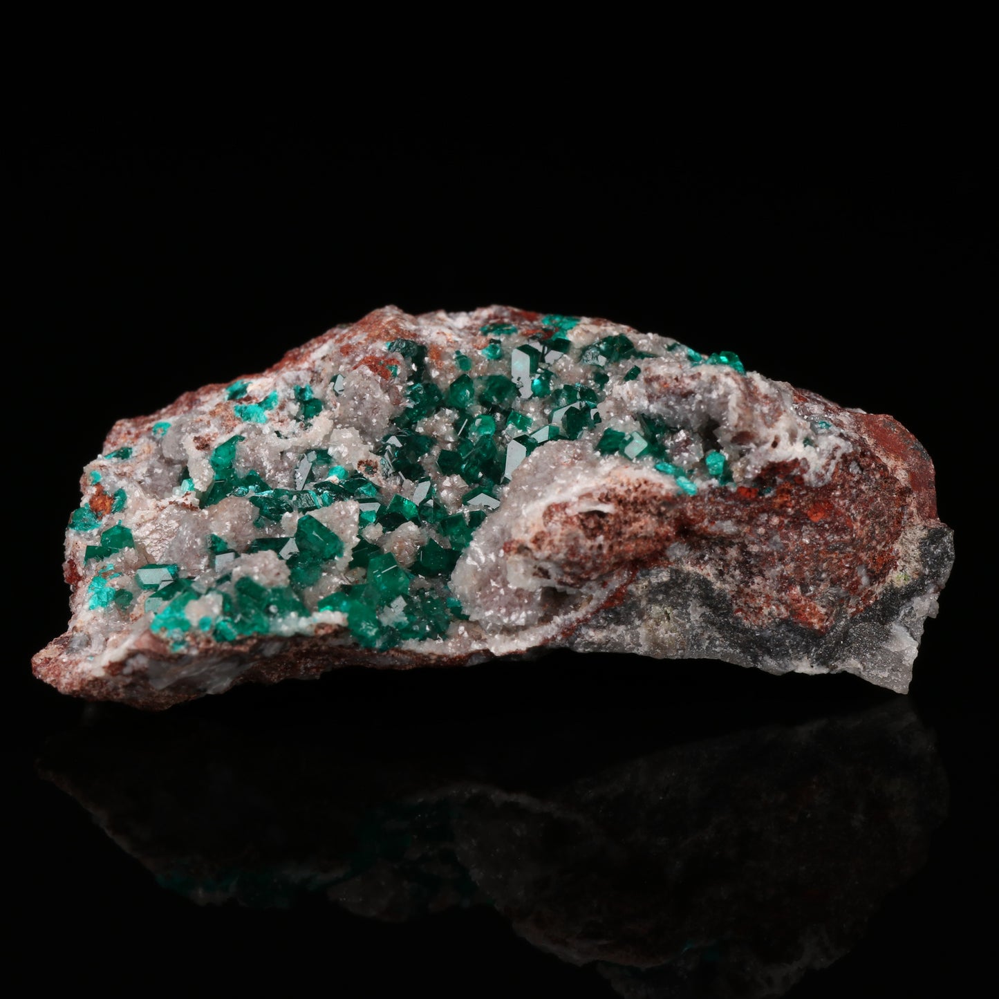 Dolomite on Dioptase, Tsumeb Mine, Otavi Highlands, Namibia