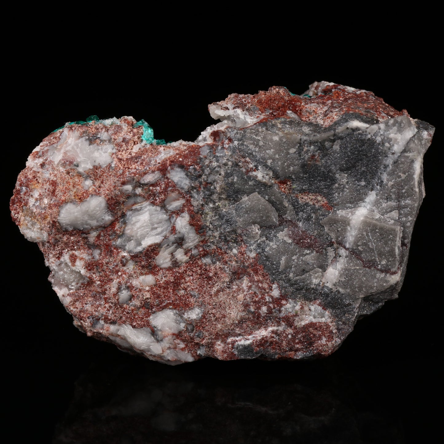 Dolomite on Dioptase, Tsumeb Mine, Otavi Highlands, Namibia