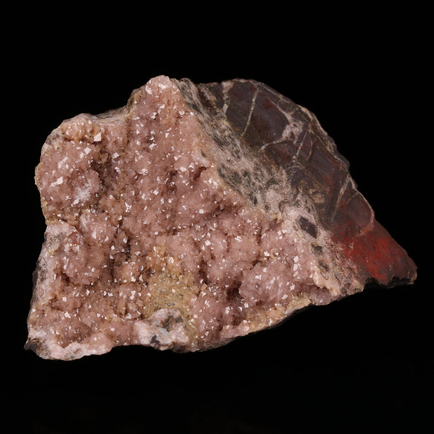 Rhodochrosite on Matrix, N'Chwaning II Mine, Kalahari Manganese Field, Northern Cape, South Africa.