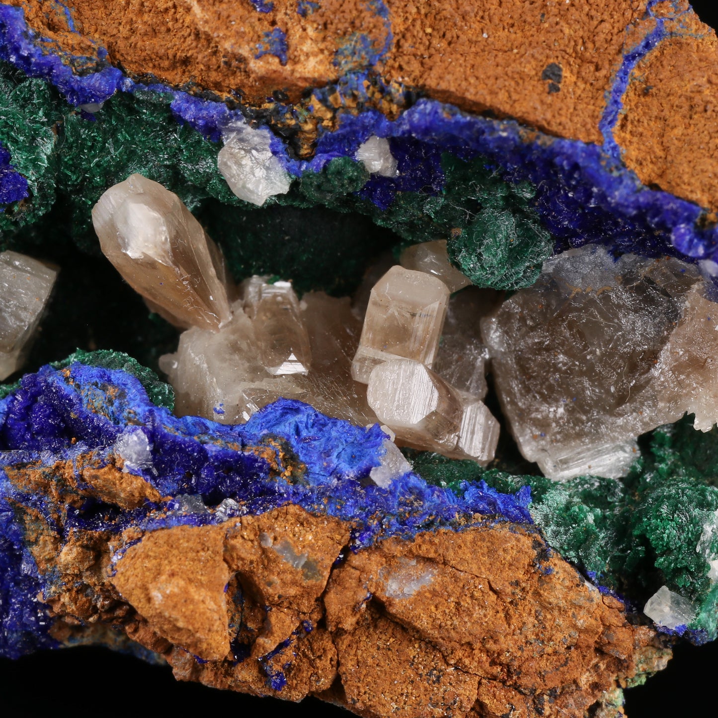 Cerussite on Malachite & Azurite