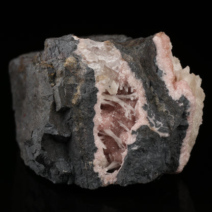 Calcite on Rhodochrosite on Matrix