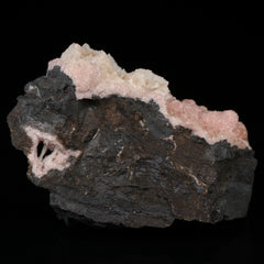 Calcite on Rhodochrosite on Matrix