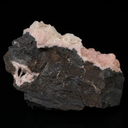 Calcite on Rhodochrosite on Matrix