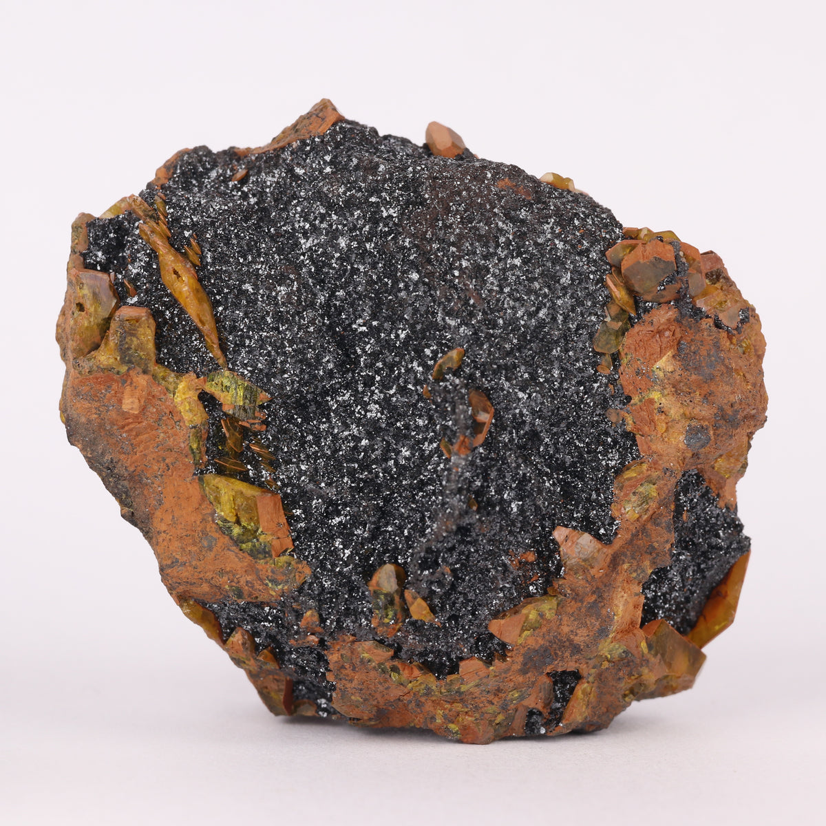 Sturmanite, Hematite on Matrix
