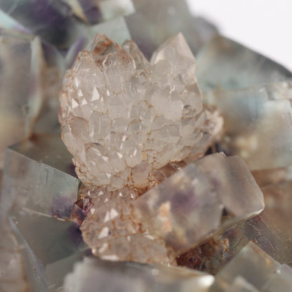 Quartz on Fluorite