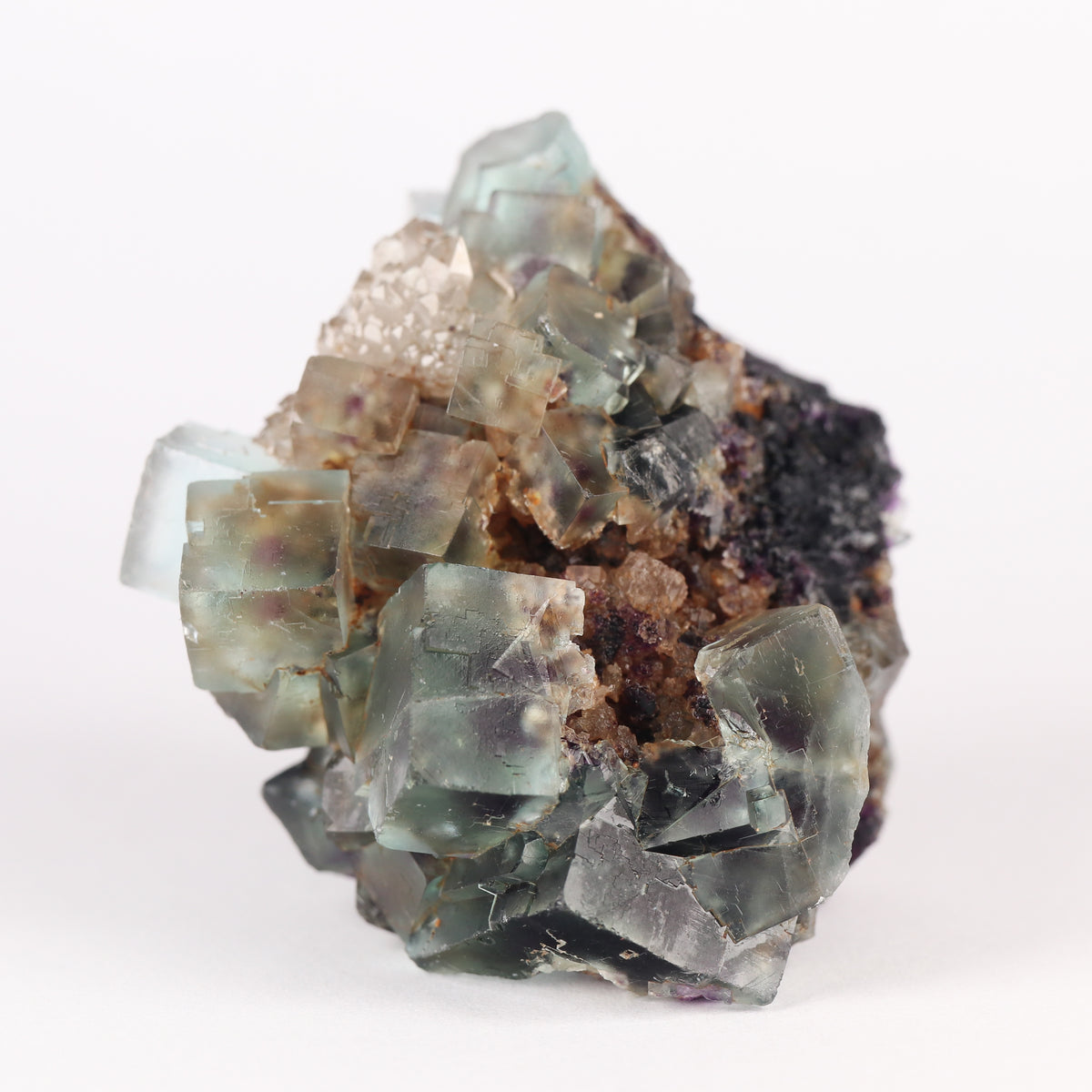 Quartz on Fluorite
