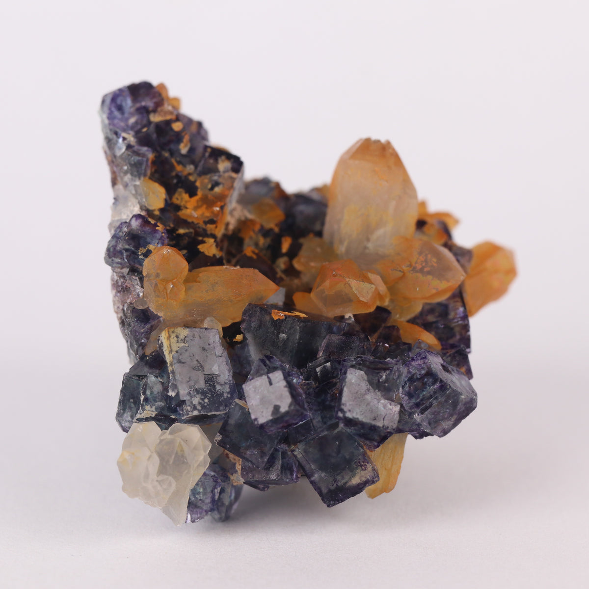 Quartz on Fluorite