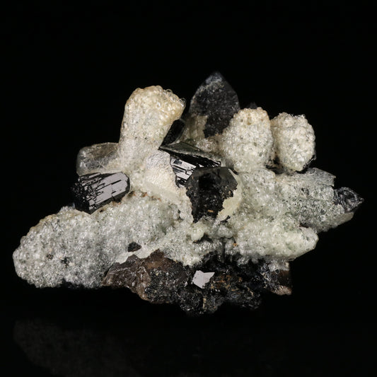 Opal-An on Smoky Quartz with Schorl