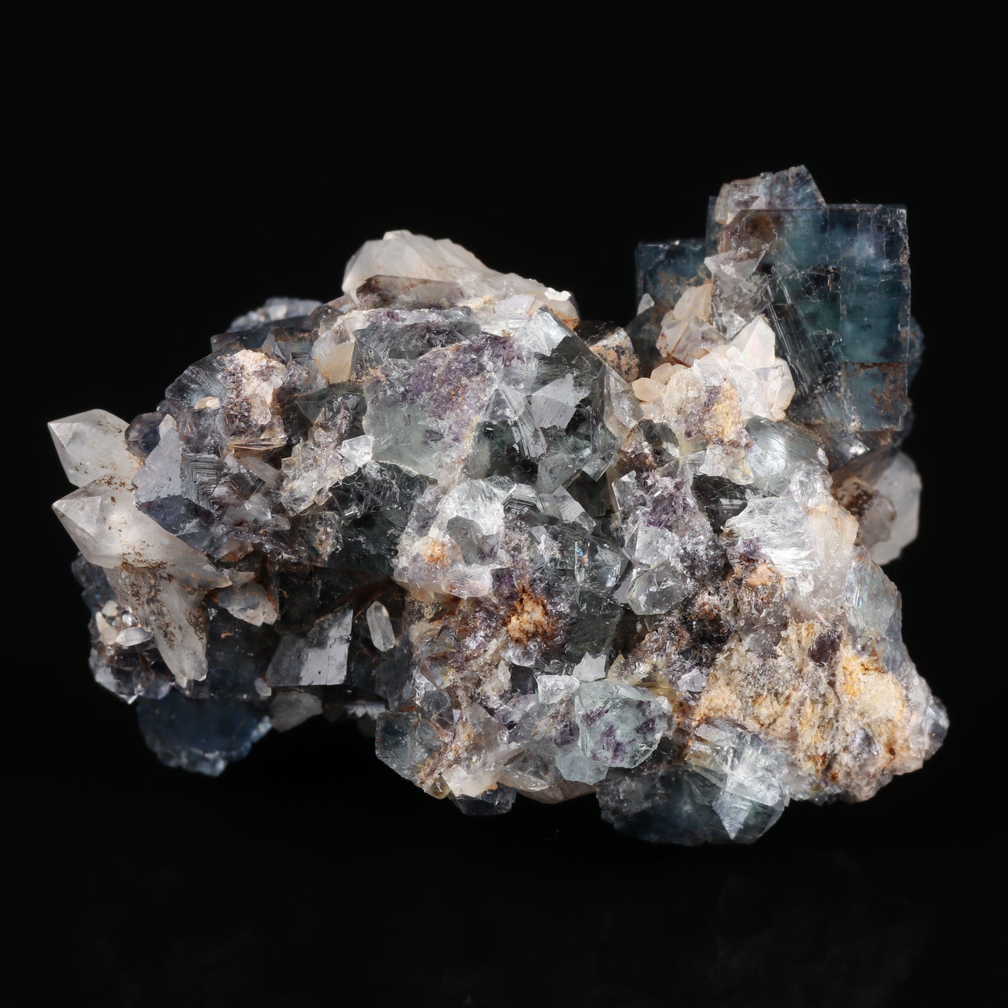 Quartz on Fluorite