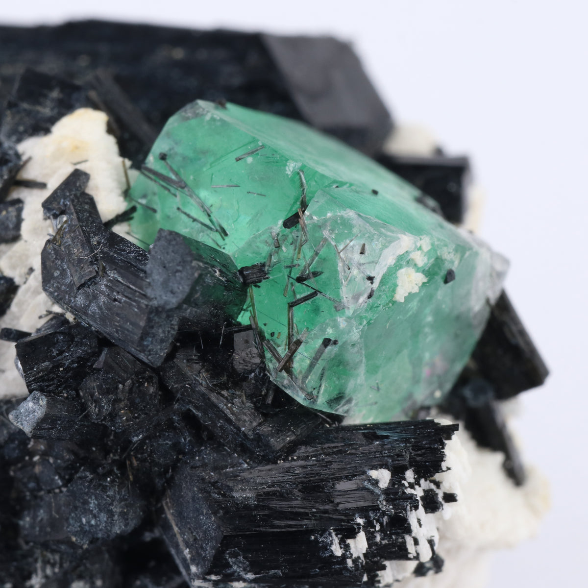 Fluorite & Schorl on Albite