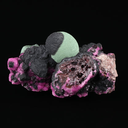 Heterogenite on Malachite with Cobaltoan Calcite	Mashamba West Mine, Sicomines copper-cobalt project, Mutshatsha, Lualaba, DR Congo