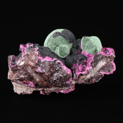 Heterogenite on Malachite with Cobaltoan Calcite	Mashamba West Mine, Sicomines copper-cobalt project, Mutshatsha, Lualaba, DR Congo