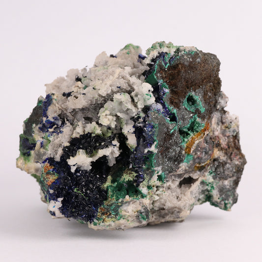 Azurite on Malachite & Duftite on Quartz