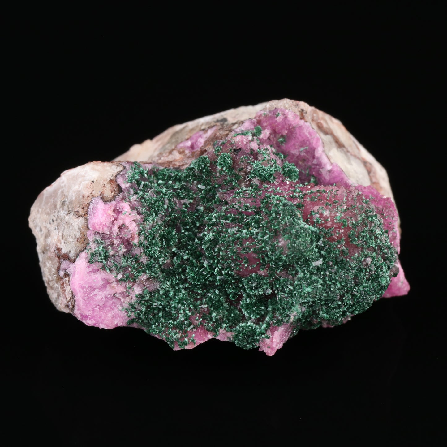 Malachite on Cobaltoan Calcite