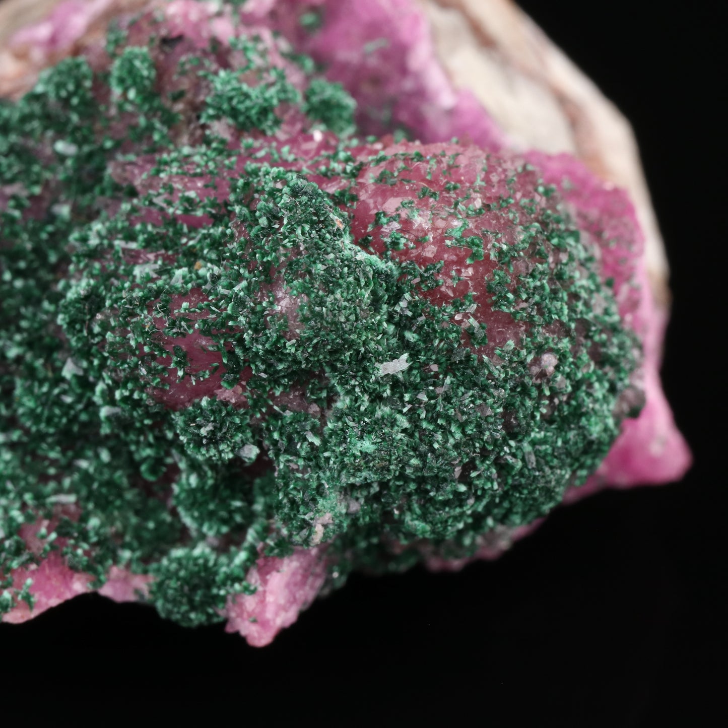 Malachite on Cobaltoan Calcite