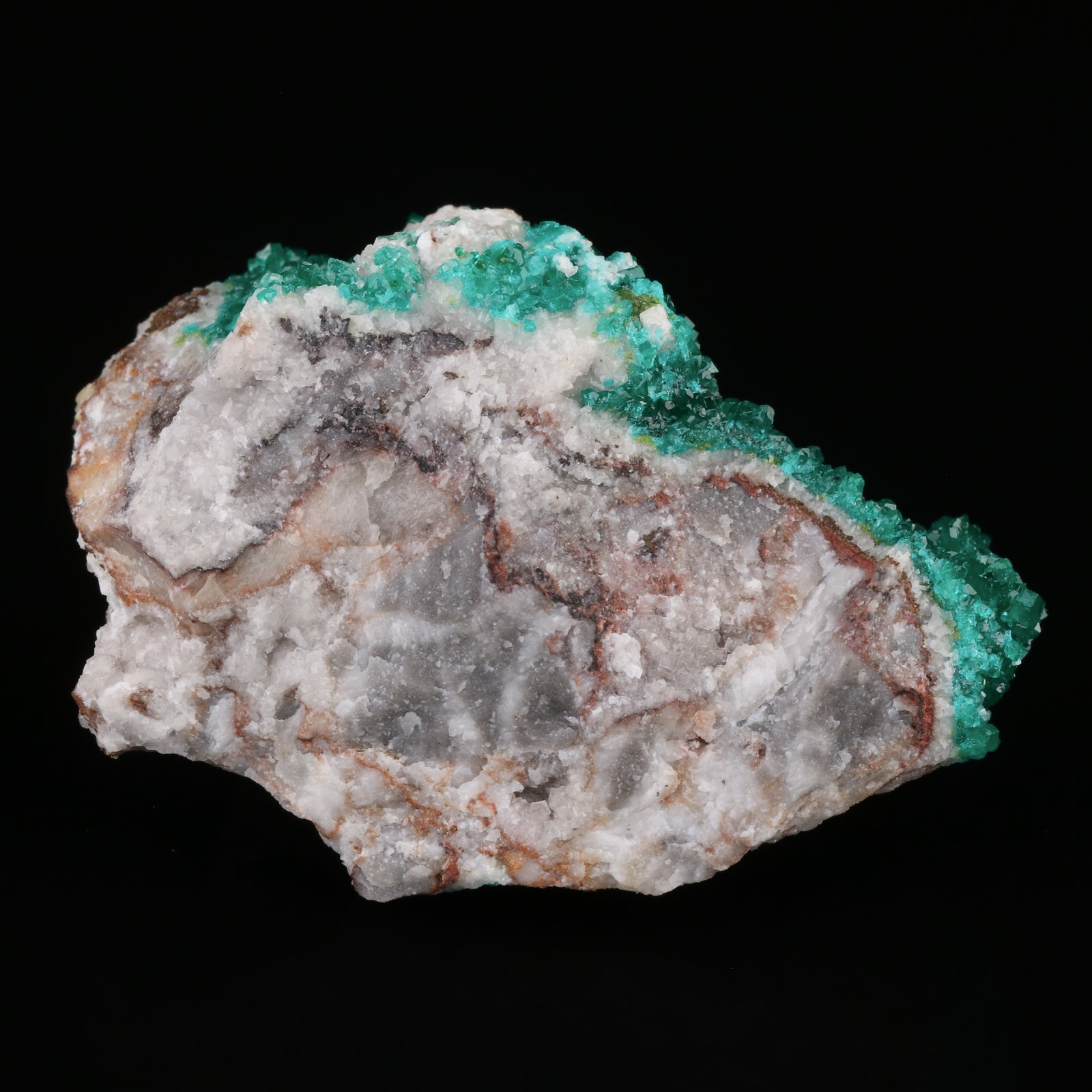 Dioptase on Calcite