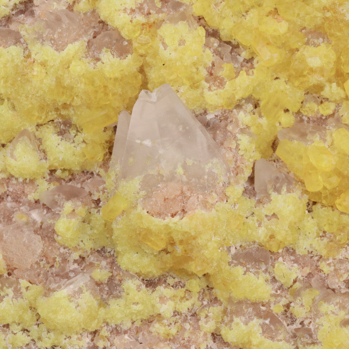 Ettringite on Calcite on Brucite